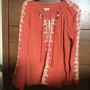 Orange cotton top with embroidery is a winner!